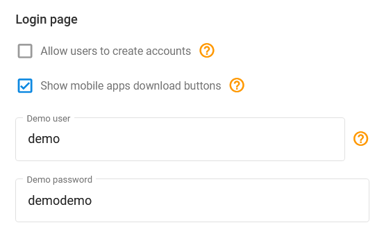 Login page settings