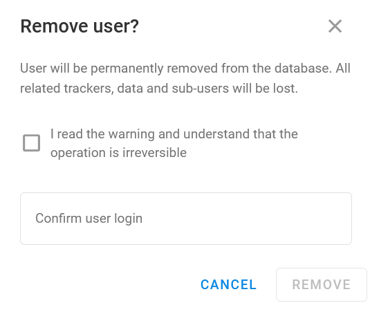 Remove user window